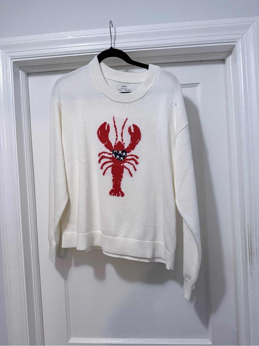 J. Crew Factory Cream Sweater with Red Lobster Graphic